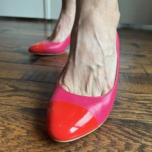 Kate Spade Cap-Toe Colourblock Pink/ Orange Heels Size 7